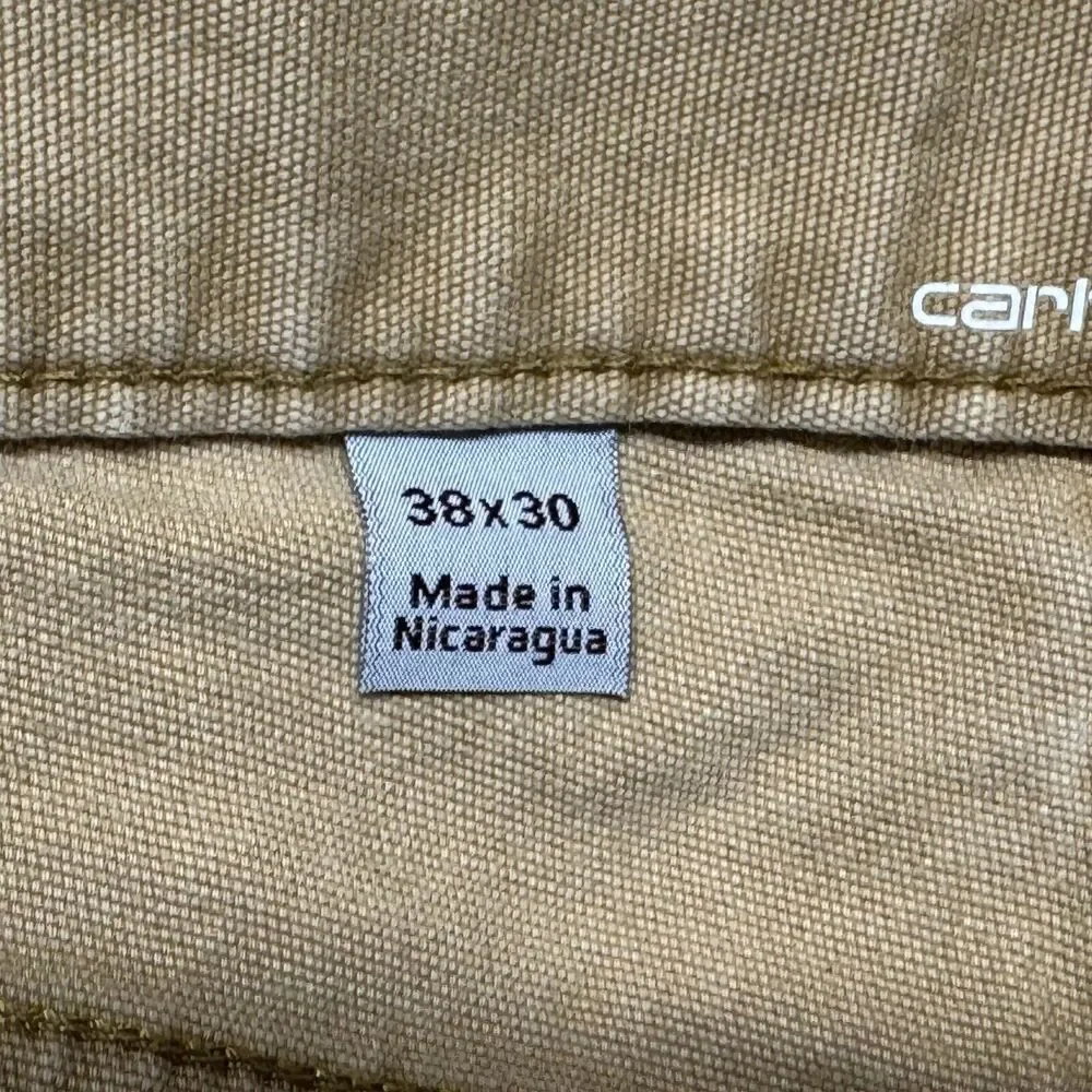 Carhartt Relaxed Fit Pants Size 38 x 30 Khaki Canvas 5‎ Pocket Workwear Rancher